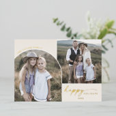 アーモダンチ |クリームフォイル3家族の写真 箔シーズンカード (立ち正面)