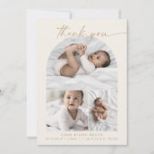 アーモダンチ |クリームフォトコラージュありがとうございました誕生 案内状 (正面)