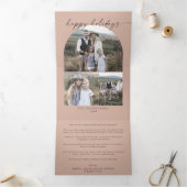 アーモダンチ |サーモンハッピーホリデーズフォトコラージュ 三つ折りクリスマスカード (内部)