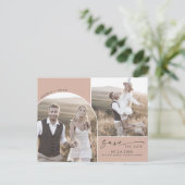 アーモダンチ |サーモンQRコード2 Photo the Date インビテーションポストカード (スタンド正面)