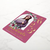 アーモダンチ |紫のフローラ写真の卒業 箔招待状 (回転した状態)