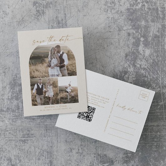 アーモダンチ | Cream QRフォトコラージュ日付を保存 インビテーションポストカード