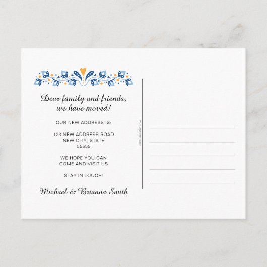 アーモダントの鳥が新しい住所を引っ越す 案内ポストカード (裏面)