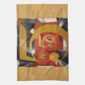 アーモダントキュービストデマス姿5 in金ゴールド キッチンタオル (縦)