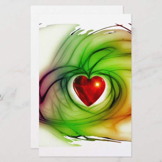 アーモダントハート、シックな愛のパターンの贈り物を彼女のために 便箋 (正面/裏面)