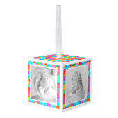 アーモダントベビー名誕生日3枚カラフル キューブオーナメント (裏面アングル)