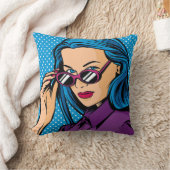 アーモダントポップ・アートのガール クッション (ブランケット)