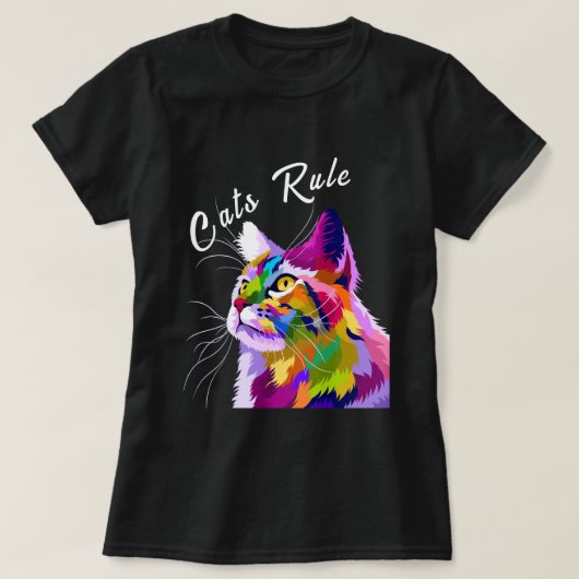 アーモダントポップ・アートのスタイル数々のカラー編集可能Catsルール Tシャツ (デザイン正面)