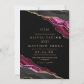 アーモダントマルーンブラック金ゴールドアゲート結婚ズ 招待状 (正面)