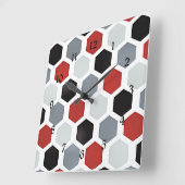 アーモダント六角形パターン スクエア壁時計 (傾斜)