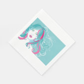 アーモダント女子ティール(緑がかった色)とピンクの渦巻き髪 スタンダードランチョンナプキン (角)