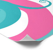 アーモダント女子ティール（緑がかった色）とピンクの渦巻き髪 ポスター (角)