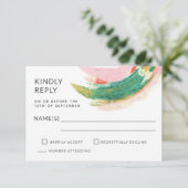 アーモダント抽象芸術絵を描ストロークウェディングRSVP 出欠カード (スタンド正面)