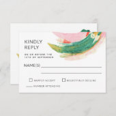 アーモダント抽象芸術絵を描ストロークウェディングRSVP 出欠カード (正面/裏面)