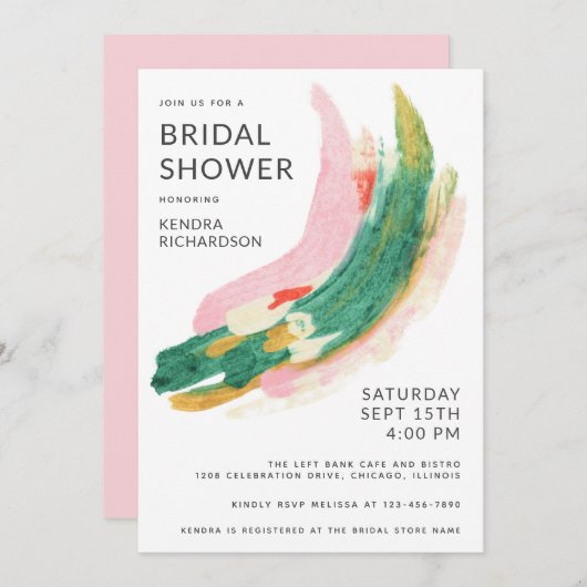 アーモダント抽象芸術色彩の鮮やかストロークブライダルシャワー (正面/裏面)