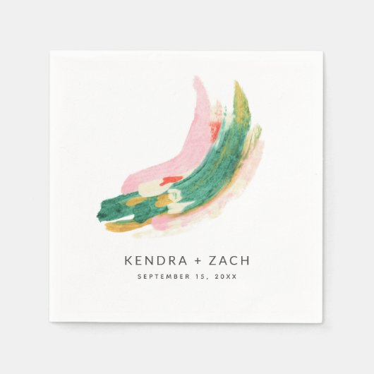 アーモダント絵を描抽象芸術結婚ストロークズ スタンダードカクテルナプキン (正面)