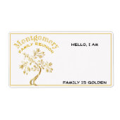 アーモダント金ゴールドツリーファミリ懇親会紙名タグ ラベル (正面)