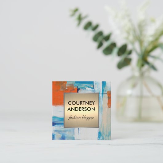 アーモダント |パターン金ゴールドメタリック スクエア名刺 (スタンド正面)