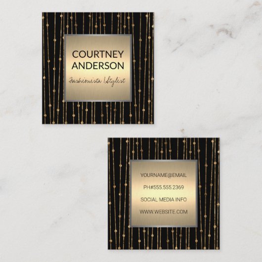 アーモダント |パターン金ゴールドライン作業 スクエア名刺 (正面/裏面)