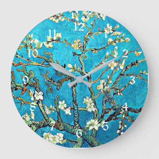 アーモンドの花の枝 ラージ壁時計 (正面)