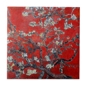アーモンドの花の赤のフィンセント・ファン・ゴッホの枝 タイル