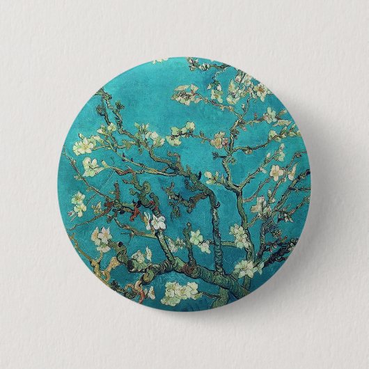 アーモンドの花ボタンが付いているゴッホの枝 缶バッジ (正面)