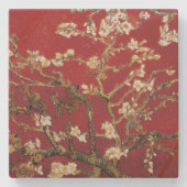 アーモンドの花レッドビンセント・ヴァン・ゴッホ・アー絵画ト ストーンコースター (正面)