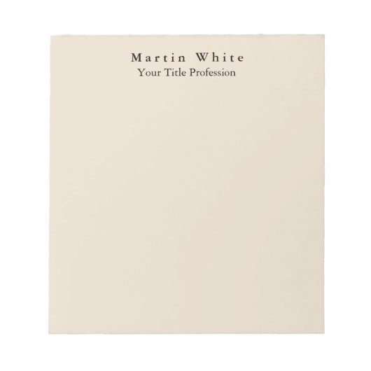 アーモンドカラープレーンエレガントプロフェッショナルモダン ノートパッド (正面)