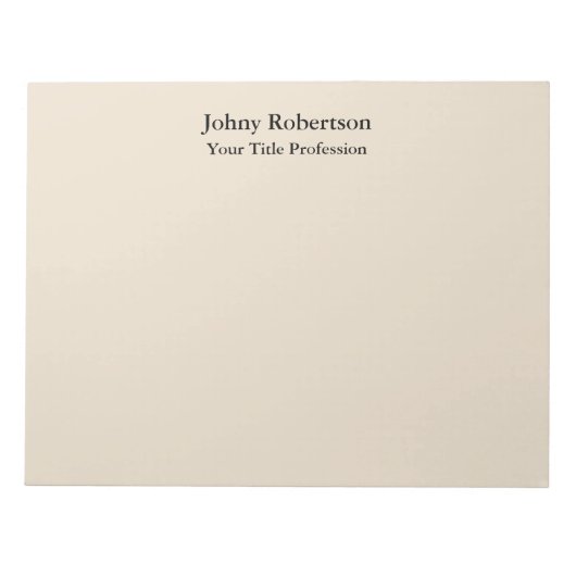 アーモンドカラープレーンエレガントプロフェッショナルモダン ノートパッド (正面)