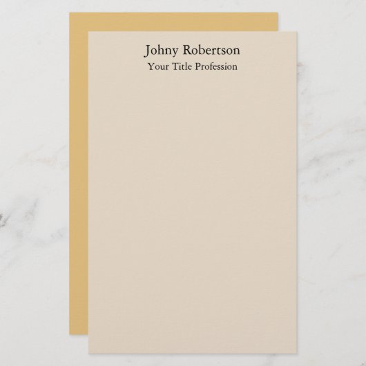 アーモンドカラープレーンエレガントプロフェッショナルモダン 便箋 (正面/裏面)