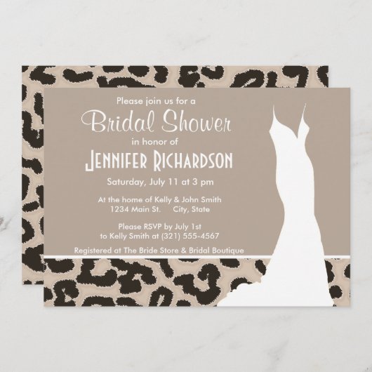 アーモンドカラーレオパードアニマルプリントパーソナライズされた; 招待状 (正面/裏面)
