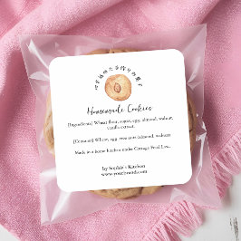 アーモンドクッキー水彩画ベーカリー材料 スクエアシール