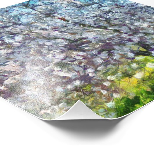 アーモンドツリーブロッサム点々のあるアートスタイル絵画ズ フォトプリント            (角)