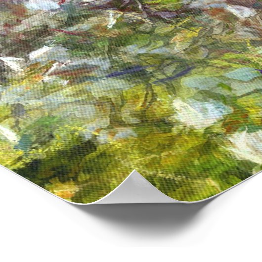 アーモンドツリーブロッサム点々のあるアートスタイル絵画ズ ポスター (角)