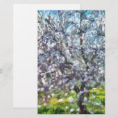 アーモンドツリーブロッサム点々のあるアートスタイル絵画ズ 便箋 (正面/裏面)