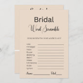 アーモンドブラウンブライダルワードスクランブルゲーム 招待状 (正面/裏面)