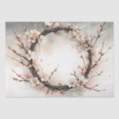 アーモンドブルーム フローラルリース 水彩画 薄葉紙 (正面)