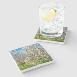 アーモンドブロッサムポインティリズムドットア絵画ートズ ストーンコースター