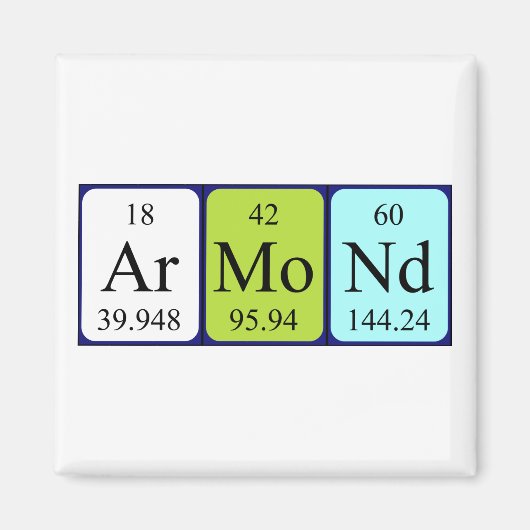 アーモンド周期表名磁石 マグネット (正面)