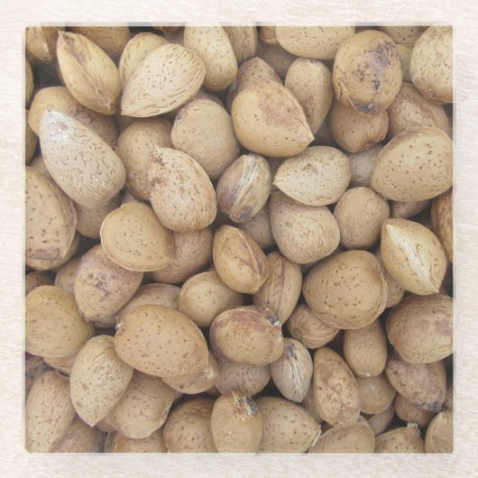 アーモンド秋秋のパターン ガラスコースター (正面)