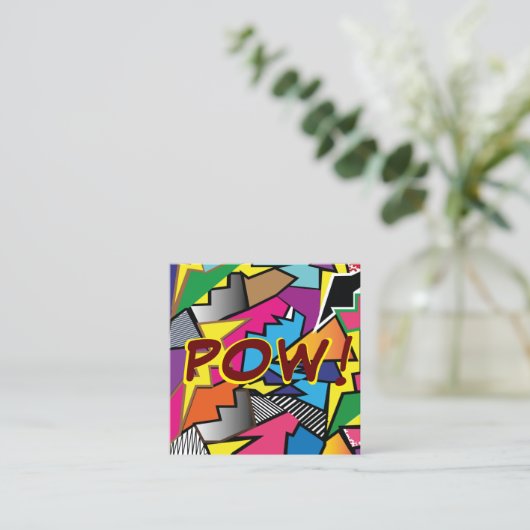 アーユニークトレトロポップ・アートのスタイルQRコードスクエアビジネス スクエア名刺 (スタンド正面)