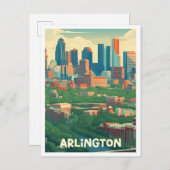 アーリントンテキサス州アートヴィンテージトラベルイラストレーション ポストカード (正面/裏面)