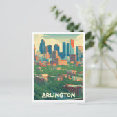 アーリントンテキサス州アートヴィンテージトラベルイラストレーション ポストカード (スタンド正面)