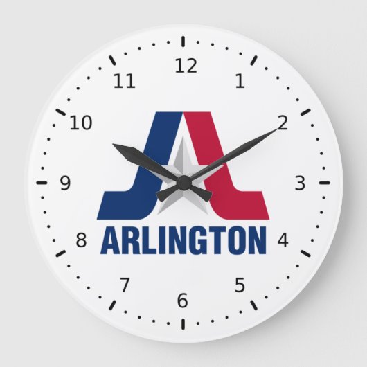 アーリントン国旗、テキサス州 ラージ壁時計 (正面)