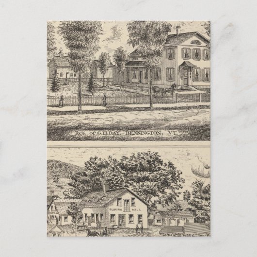 アーリントン・バーモントの木材とグリスト・ミルズ ポストカード (正面)
