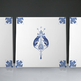 アーリーアールヌーボーオランダデルフトブルークリーチャー タイル