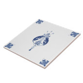 アーリーアールヌーボーオランダデルフトブルークリーチャー タイル (側面)