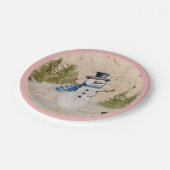 アーリーウィンター雪だるまイントップハットウェーブズハロー ペーパープレート (アングル)