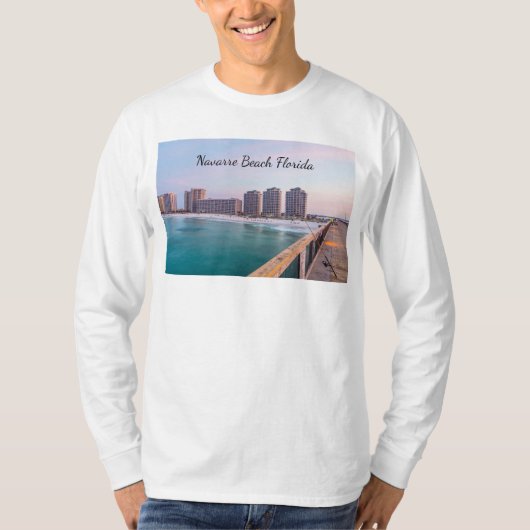 アーリーナバラビーチフロリダ魚釣り長袖 Tシャツ (正面)