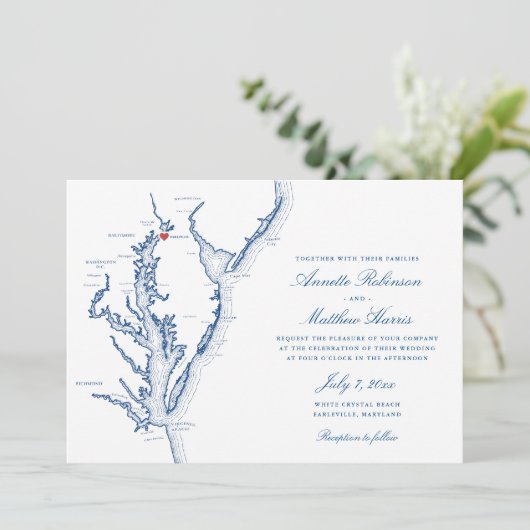 アーリービルメリーランドの地図エレガントな結婚式 招待状 (スタンド正面)